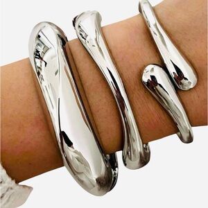 🔥🔥🆕Elegant 3pc Geometric Silver Bracelet Set